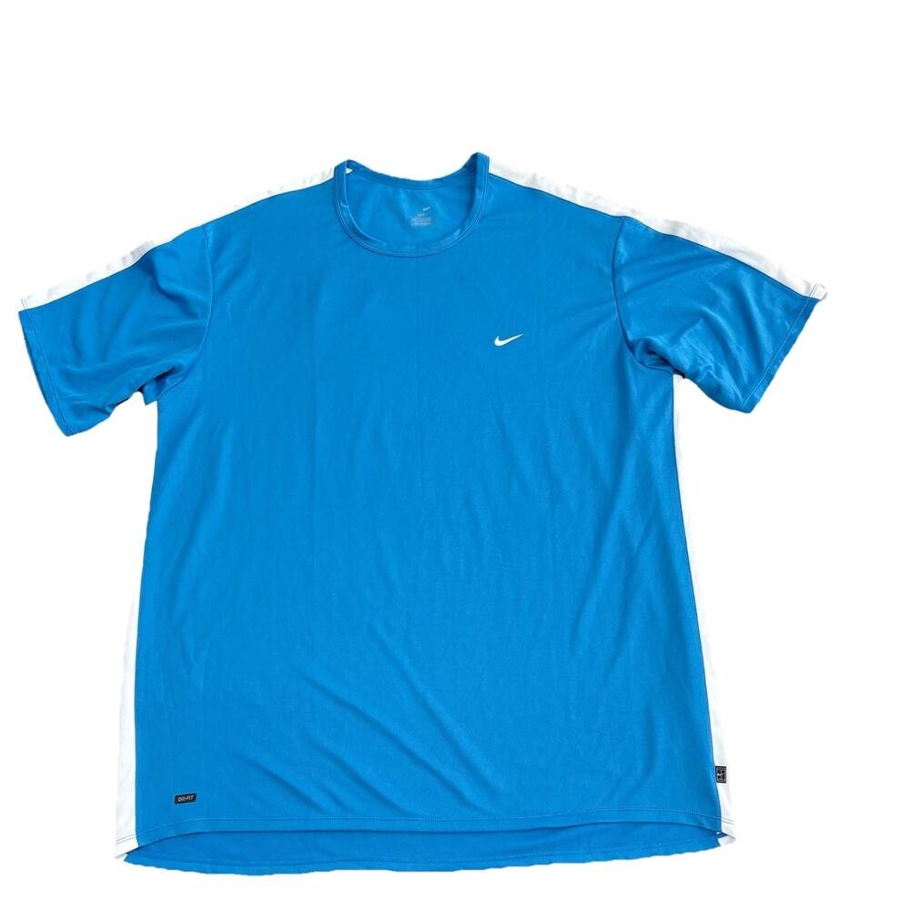 Nike Dri-fit Y2K Light Blue and White Short Sleeve Shirt Athletic Fitness XXL